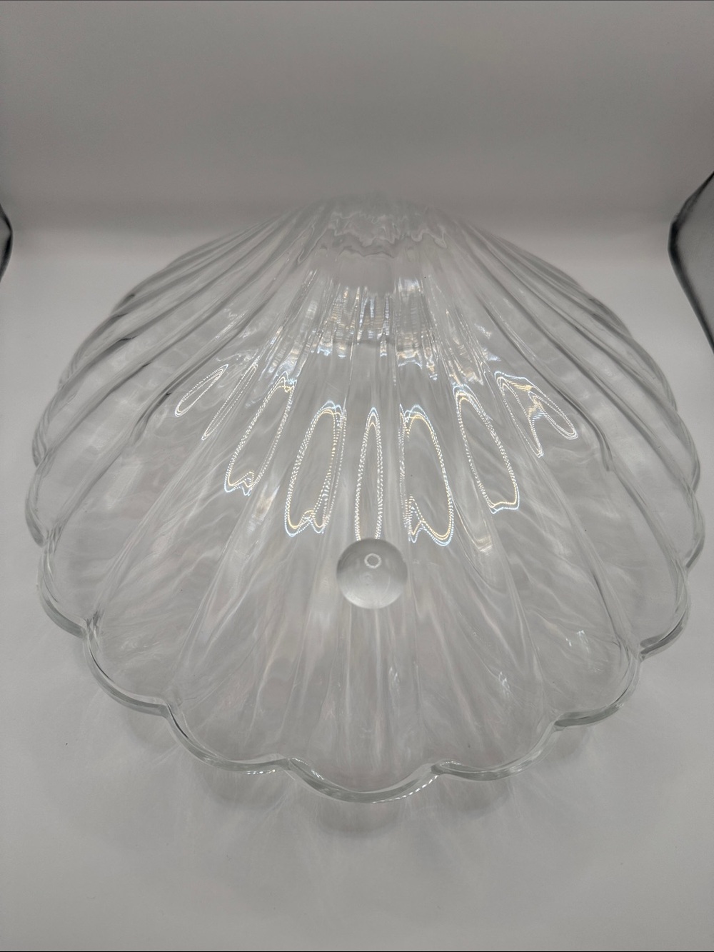 Large Lucite Clamshell Bowl Acrylic Shell Centerpiece Coastal Palm Beach Decor
